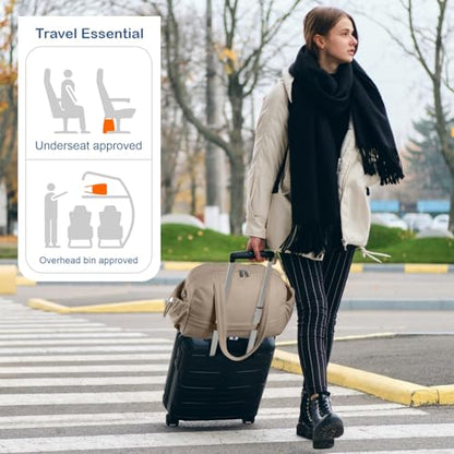 TOPDesign Travel Duffel Bag, Puffy Carry On Overnight, Gym Bag w/Wet Pocket - color: Camel