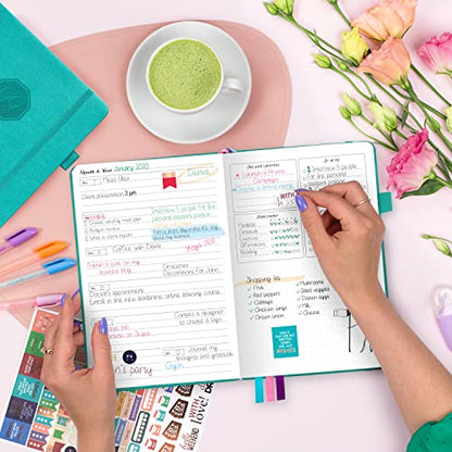 GoGirl Planner for Women, Undated Weekly Agenda Journal, Turquoise - color: Turquoise, size: A5 (5.8'' x 8.3'')