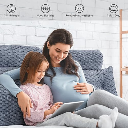 EUHAMS Headboard Pillow Twin with Neck Roll, Triangular Backrest Pillow - color: Grey, size: Twin