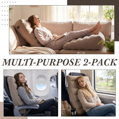 Gerrii 2 Pack Inflatable Wedge Pillow for Traveling Extra Wide 22" Portable Bed Wedge Pillows for Sleeping Head Shoulder Back Knee Leg Elevation, Acid Reflux, Back Pain Relief, Snoring