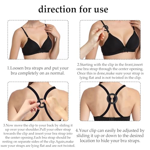 REDANHA 24PCS Adjustable Anti-Slip Bra Strap Clips for Back, Bra Strap Holders, Elastic Bra Extender 2 Hook, 3 Hook, 4 Hook - color: Black, White, Beige