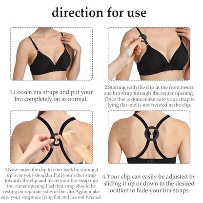 REDANHA 24PCS Adjustable Anti-Slip Bra Strap Clips for Back, Bra Strap Holders, Elastic Bra Extender 2 Hook, 3 Hook, 4 Hook - color: Black, White, Beige