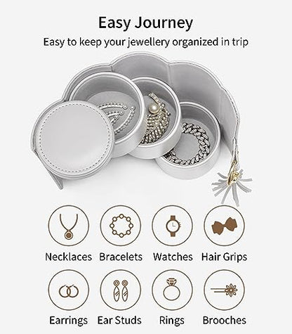 VLANDO Travel Jewelry Organizer, 3 Tier Roll Up Design, Hard Shell Storage - color: C.Grey