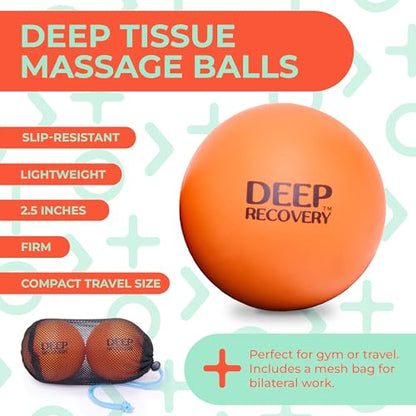 Deep Recovery Sport Yoga Deep Tissue Massage Ball Set, Extra Firm – Lacrosse Ball Size (2.75in) Myofascial Release Balls for Feet, Back, Neck, Legs, & Arms – Trigger Point & Mobility Therapy (2-Pack) - style: Extra Firm