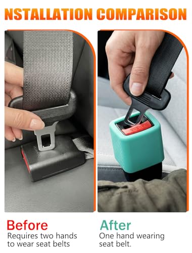 Glow In The Dark Seat Belt Buckle Holder, 2 Pack Silicone Universal - color: Green