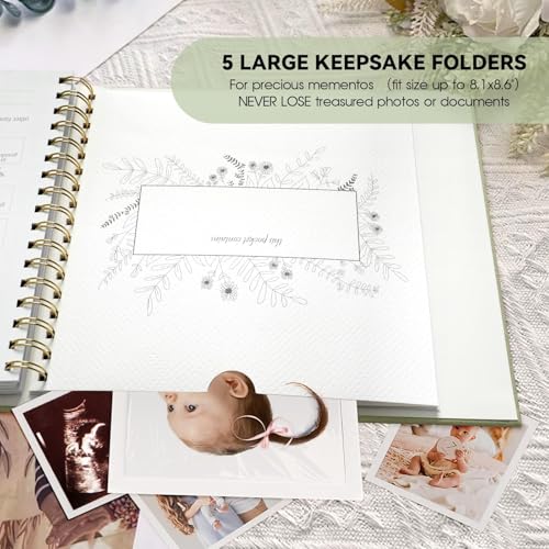 1DOT2 Timeless First 5 Years Keepsake Baby Memory Book for Boy or Girl - color: Sage Green