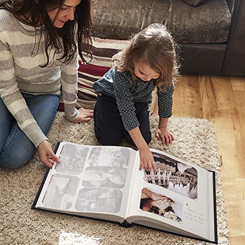 Pssoss Large Linen DIY Scrapbook Album with Writing Space, 100 Pages, White - color: White