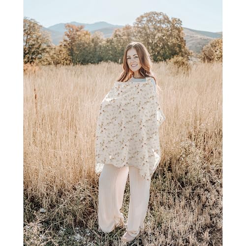 Konssy 2-Pack Muslin Nursing Cover Up for Breastfeeding Mom with Rigid Hoop - color: Chestnut, Posy