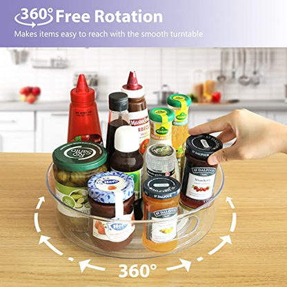 Guzon 4 Pack Lazy Susan Turntable, 11.5" Rotating Organizer with Handles - size: 11.5"-4pc