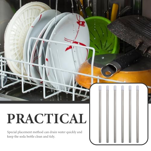 BESTOYARD Stainless Steel Bottle Drying Rack 6- Bottle Drying Rack for Kitchen Counter Draining Organizer for Cups Soda Bottles Space-Saving Storage