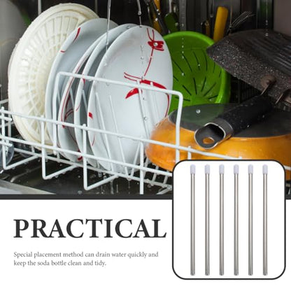 BESTOYARD Stainless Steel Bottle Drying Rack 6- Bottle Drying Rack for Kitchen Counter Draining Organizer for Cups Soda Bottles Space-Saving Storage