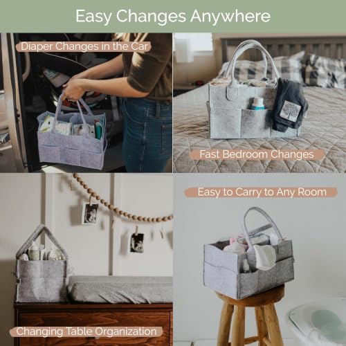 Parker Baby Co. Felt Diaper Caddy Organizer - Regular, Gray - color: Gray (Heathered Gray), size: Regular