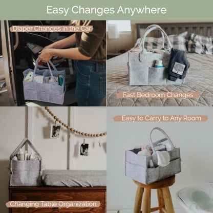 Parker Baby Co. Felt Diaper Caddy Organizer - Regular, Gray - color: Gray (Heathered Gray), size: Regular