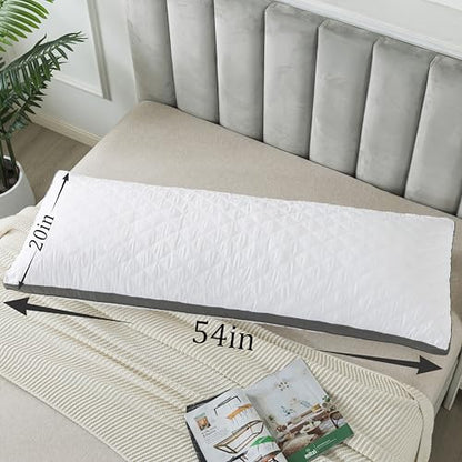 WhatsBedding Memory Foam Body Pillow with Cover, Long Bed Pillow for Adults - color: White Quilted