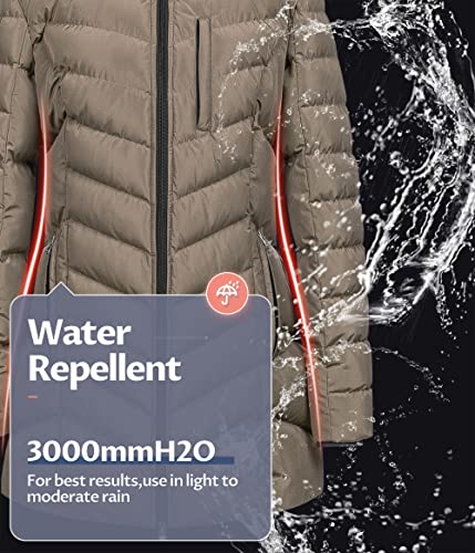 CREATMO US Women's Winter Hooded Coat Waterproof Warm Long Puffer Jacket Parka - color: Brown, size: X-Small