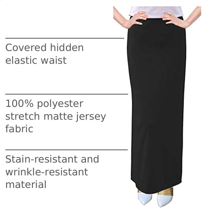 BABY O Women's Basic Modest 37" Below The Knee Ankle Length Maxi Straight Skirt - color: Black, size: 12
