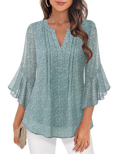Timeson Women's 3/4 Sleeve Top - color: Blue Gray, size: Small
