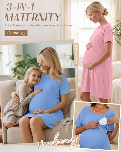 Huukeay 2 Pack Labor and Delivery Hospital Gown - color: Pink, Sky Blue, size: XX-Large