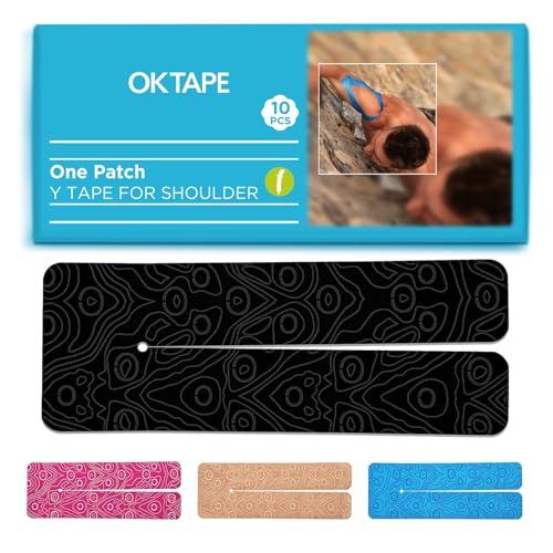 OK TAPE Precut Y-Shape Kinesiology Tape for Shoulder, Knee, Back, 10 Pcs - color: Black