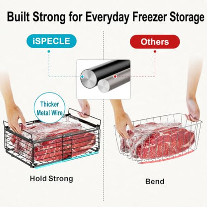 iSPECLE Freezer Organizer Bins - Adjustable Fits Chest Freezers 10-20 Cu Ft - style: 4 Pack Black
