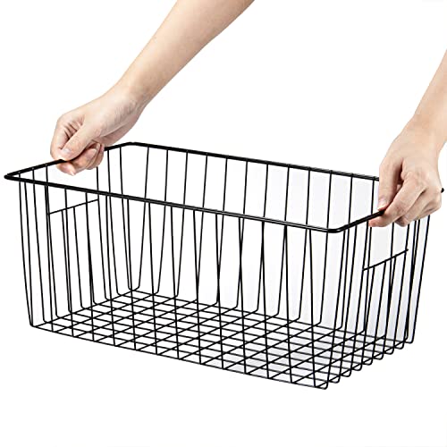16inch Upright Freezer Organizer Baskets for 13-14,16-21 cu.ft Standup Freezer, Settle freezer chaos and reduce food waste effectively, Durable, Fully Use Space, Improve Air Circulate, Black, 3pcs - color: 16*10*7, black