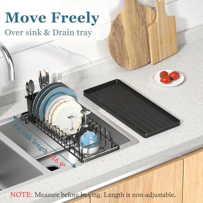 XYZLVSI Compact Small Dish Drying Rack, RV Dish Rack for Kitchen Counter