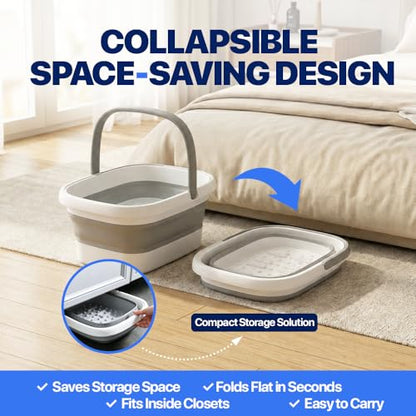Collapsible Foot Soaking Tub Foldable Foot Bath Soak Tub Basin for Home Spa - color: White