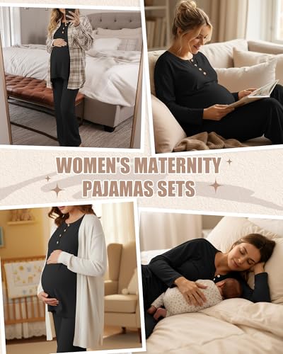 Women's Maternity Pajamas Sets - color: Black, size: Medium