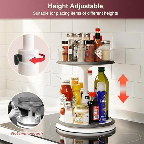 Ynelyase Lazy Susan Medicine Bottle Organizer for Cabinet 2 Tier Clear