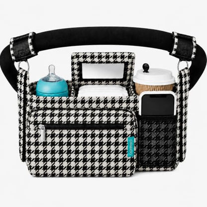 Swanoo Slip-Proof Stroller Caddy Organizer with Non-Slip Straps - color: Houndstooth