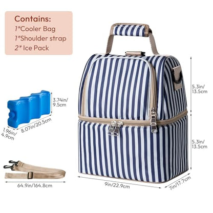 NCVI Breast Pump Backpack, Double Layer Removable, for Spectra/Medela - color: Stripe