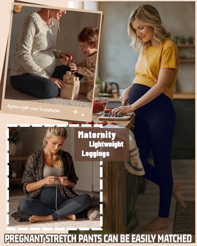 3 Pack Women's Maternity Pants Home Lounge Pajamas - color: Black, Dark Heather Gray, Navy Blue, size: XX-Large