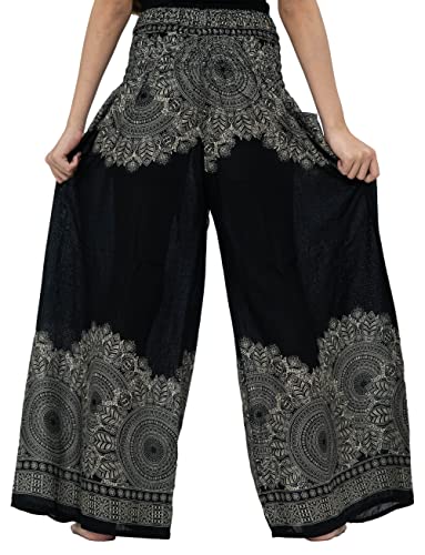 B BANGKOK PANTS Women's Boho Palazzo Pants - color: Hippierose Black, size: 16-20 Plus