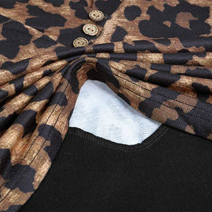 Quinee Women's Long Sleeve Plaid Colorblock Nursing Pullover Hoodie Sweatshirts - color: Black Leopard, size: Large