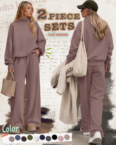 Neer Women's 2 Piece Set Sweatsuits Lounge Outfits Set - color: Coffee, size: Large