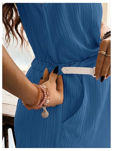 OYOANGLE Women's 2 Piece Maternity Set Textured Tie Shoulder Lounge Outfits - color: Blue, size: X-Large
