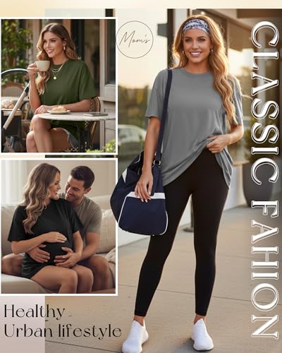 3 Pack Women's Oversize Nursing Tops - color: Army Green, Gray, Black, size: XX-Large