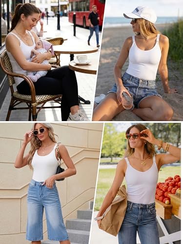 Ecavus Nursing Tank Tops with Built in Bra, Nursing Sport Bra - color: White, size: X-Large