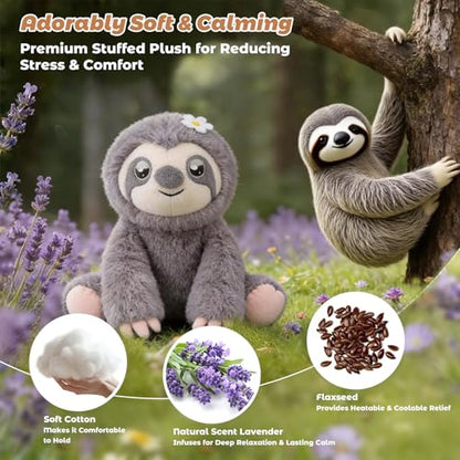 Coolable & Microwavable Weighted Sloth Stuffed Animal, Sitting Heat Plush - style: Sloth