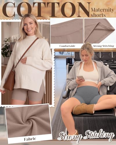 Ficerd 3 Pack Maternity Pajama Lounge Shorts - color: Light Camel, Gray, Black, size: XX-Large