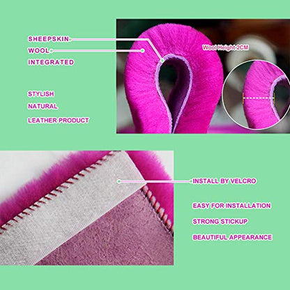 OGLAND 2 Pack Sheepskin Car Seat Belt Cover Pads | Wool Seatbelt Cushions - color: Grape Red, size: Shearling Wool