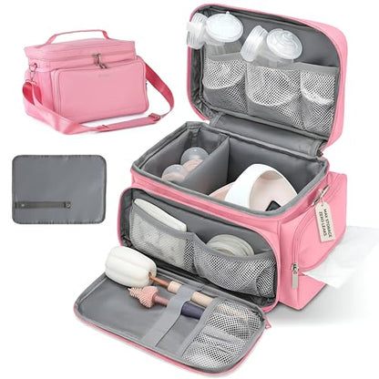 Breast Pump Bag Fit for Spectra S1 and S2, Pumping Bag with Milk Packs - color: Pink