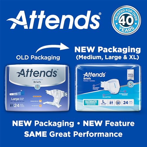 Attends Adult Incontinence Briefs, Medium, Ultimate Absorbency, 24ct Bag - size: Medium (Pack of 24)