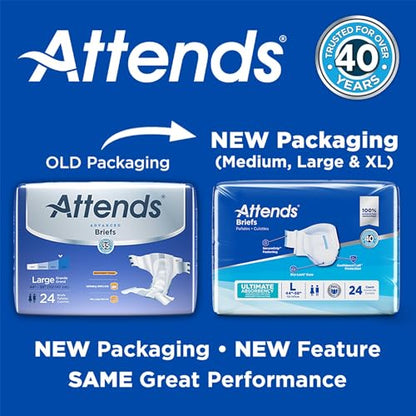Attends Adult Incontinence Briefs, Medium, Ultimate Absorbency, 24ct Bag - size: Medium (Pack of 24)
