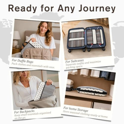 U+U 4 Set Compression Packing Cubes, Travel Organizers (Polka Dot) - color: Polka Dot-02, size: 4 Set