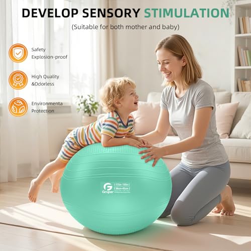 Gruper Yoga Ball, Extra Thick Non Slip Exercise Ball, 4 Sizes - color: ['Teal'], size: 18 Inch (45cm),s