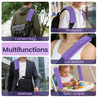 Amooca 2 Pack Seat Belt Covers Soft Shoulder Pad for Cars & Backpack - color: Violet