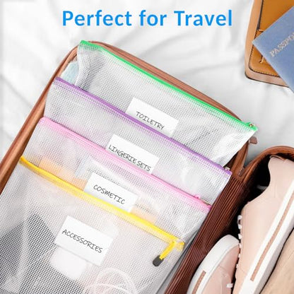 Sooez 14 Pack Mesh Zipper Pouch Bags, A4 Letter Size, Classroom Zipper Bags - style: 14 Pack