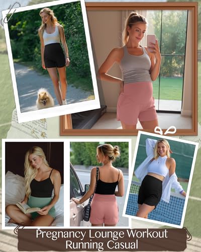 3 Pack Women's Maternity Shorts - color: Black, Gray Green, Gray Pink, size: X-Large