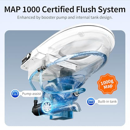 DeerValley Bidet Toilet, 1000g MaP Auto Flush, Foam Shield, ADA Seat Height - color: Solid White